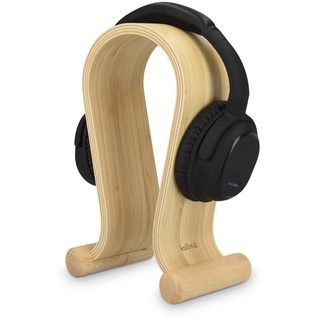 Kalibri Kopfhörerhalter Kopfhörerständer Universal Holz - Kopfhörer Halter Headset Halterung - On Ear Headphone Stand - Bambus Holz in Hellbraun