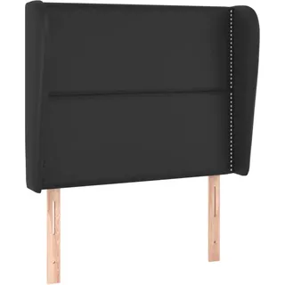 vidaXL Kopfteil mit Ohren Schwarz 103x23x118/128 cm Kunstleder - Schwarz