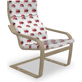 ABAKUHAUS Aquarell Poäng Sessel Polster, Lady Bug Insekt, Sitzkissen mit Stuhlkissen mit Hakenschlaufe und Reißverschluss, Vermilion Schwarz Weiß - Schwarz