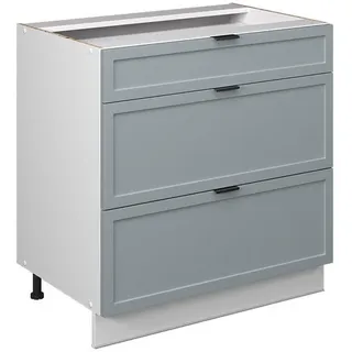 Vicco Küchenunterschrank Fame-Line Hellblau-grau 80 cm mit 3 Schubladen ohne Ap , Holzwerkstoff , Rechteckig , 80x82x51.6 cm , Küchen, Küchenmöbel, Küchenschränke, Küchenunterschränke