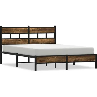 vidaXL Bettgestell ohne Matratze mit Kopfteil Räuchereiche 160x200 cm - Braun