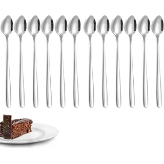PARENCE – Set mit 12 langen Dessertlöffeln, 18,5 cm – Edelstahl – Handgraviert – Grau