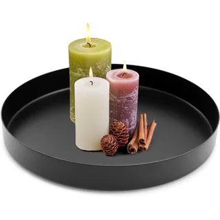WYYFXY® Deko Tablett Rund Dekoteller Schwarz Dekotablett 20cm Tablett Metall Serviertablett Rund Decorative Tray für Couchtisch, Esstisch, Schlafzimmer, Wohnzimmer, Hotel