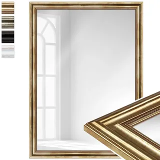 WANDStyle großer Spiegel Gold, großer Wandspiegel Vintage 80x110 cm | Barock Spiegel, Ganzkörperspiegel, Hängespiegel groß, Badspiegel Holz, Flurspiegel Wand, H550 - Made in Germany
