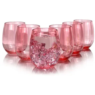 Yanglonghui Set of 6 Acrylic Drinkware - 20 Ounce Plastic Wine Glasses, Shatterproof and Stackable, BPA Free, Dishwasher Safe, Reusable Cups for Parties and Poolside Use with (Red, 20 Ounce)