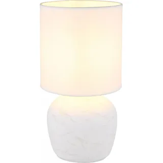 Tischleuchte, Keramik, Textil weiß, H 31,5 cm - Weiß