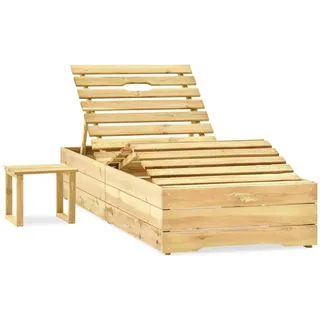 vidaXL Garten-Sonnenliege mit Tisch und Auflage Kiefer Imprägniert - Grau, Grün