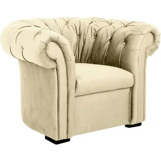 Mid.you Chesterfield-Sessel , Beige , Textil , Buche , vollmassiv , 114x78x91 cm , Made in Eu , Wohnzimmer, Sessel, Chesterfield-Sessel