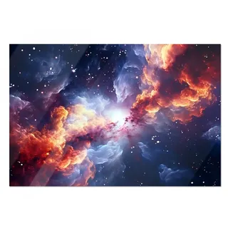 GRAZDesign Glasbild Universum blau - Wandbild aus Echtglas für Wohnzimmer, Küche, Jugendzimmer - Weltall Bilder auf Glas - 100x50cm