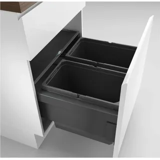 NABER Cox® Base 360 S/600-2 Abfallsystem Vollauszug / Kunststoff / Anthrazit / 2x22 Liter - Grau