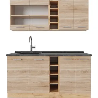 Vicco Single küche R-Line, 160 cm , AP Anthrazit, Sonoma/Goldkraft Eiche - Grau