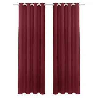 MY HOME Gardine MY HOME "SOLA" Gr. 1, rot (dunkelrot), B:130cm H:145cm, Polyester, Polyester, Gardinen, Gardine, blickdicht, Ösen-Aufhängung, wärmeabweisend,, 1er oder 2er Set