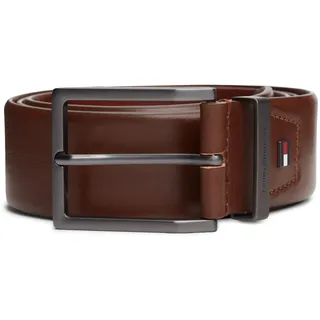 Ledergürtel TOMMY HILFIGER "OLIVER SEASONAL", Herren, Gr. 95, coffee bean, Rindsleder, Gürtel Ledergürtel, mit eckiger Schnalle und Flag, Breite: 4cm
