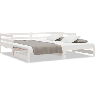 vidaXL Ausziehbares Tagesbett ohne Matratze Weiß 90x190 cm - Weiß