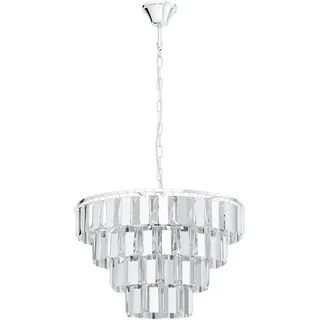 EGLO Hängeleuchte Erseka, Pendellampe - Stahl - E14 - 7X40W - IP20", chrom, und Kristall in Klar, Esstischlampe, Wohnzimmerlampe hängend mit Fassung, Ø48,5 cm