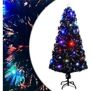 The Living Store Künstlicher Weihnachtsbaum mit Ständer/LED 150 cm Fiberoptik - Grün
