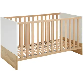 Paidi Gitterbett , Weiß, Eichefarben , Holzwerkstoff , 70x140 cm , Blauer Engel, Goldenes M , zum Juniorbett umbaubar, höhenverstellbar, Aufbauanleitung im Karton, Lattenrost inklusive, Schlupfsprossen , Babymöbel & Kindermöbel, Babyzimmer, Babybetten, Gitterbetten