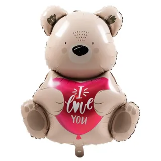 Folat 63794 Romantische Love Deko Folienballon befüllbar mit Helium - Ombre Love - Braunbär I Love You“ - 56 cm. für Hochzeit Valentinstag oder Muttertag
