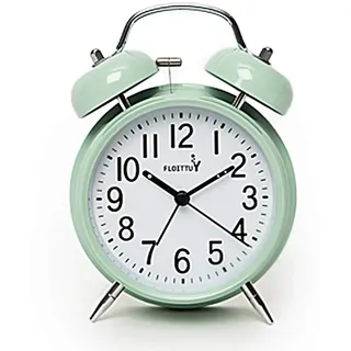 FLOITTUY (Lauter Alarm für Tiefschläfer 10,2 cm Doppelglockenwecker mit Hintergrundbeleuchtung für Schlafzimmer und Heimdekoration (grün)