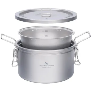 iBasingo 2L Titan Reis Suppe Topf mit Deckel Camping Kochgeschirr Tragbar Küche Kochen Mess Kit Indoor Outdoor Kochtopf Ultraleicht Multifunktions Kocher Ti2087C