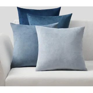 Topfinel Kissenbezug 40x40 blau 4er Set Samt Kissenbezüge Kissenhülle sofakissen dekokissen Zierkissen deko für Sofa Schlafzimmer Wohnzimmer flauschig Farbverlauf