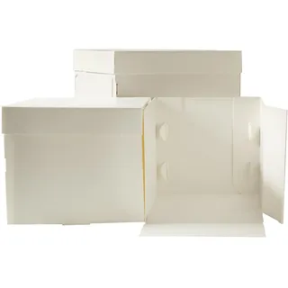 Decora, 0339404 Mikrowellengeeignete Tortenbox aus Karton mit Deckel, 26,5 x 26,5 x 25 cm (H), zum Transport und zur Aufbewahrung von dekorierten, einzeln verpackten Torten. Patentiertes Produkt.