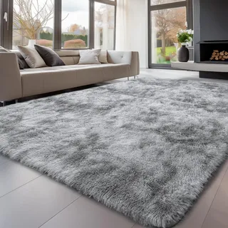 Sour Lemon Hochflor Teppich Grau Teppich Wohnzimmer 200x300 Waschbar Anti-Rutsch Extra Große Teppiche Schlafzimmer Flauschige Moderne Teppiche Matte Teppichen für Schlafzimmer Kinderzimmer