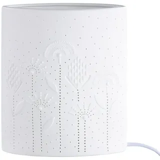 Gilde Tischleuchte Blumendesign Weiß