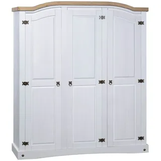 vidaXL Kleiderschrank Mexiko-Stil Kiefernholz 3 Türen Weiß
