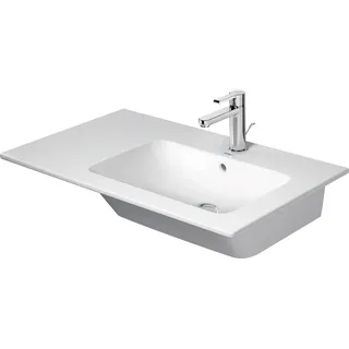 Duravit ME by Starck Möbelwaschtisch, mit Überlauf, 1 Hahnloch, asymmetrisch, Becken rechts, 830mm, 234683AA00, Farbe: Weiß Hochglanz mit DuraShield