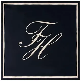 Tommy Hilfiger Damen Tuch Script aus Seide, Blau (Space Blue/Soft Cream), Einheitsgröße