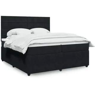 Langlebige Boxspringbett mit Matratze Schwarz 200x200 cm Samt Gästebett mit Lattenrost Möbel2925409 - Schwarz