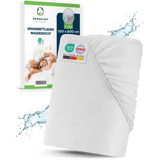 Sensalou Spannbettlaken wasserdicht 100 x 200 cm weiß