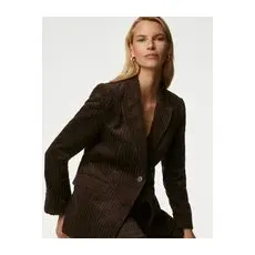 Womens M&S Collection Cord Relaxed Textured Single Breasted Blazer - Bitter Chocolate, Bitter Chocolate - 22