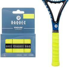 Raquex Endure Übergriffband für Schläger – 3er Pack Übergriffband für Schläger, 0.75 mm Dicke – Anti-Rutsch Übergriffband für Tennis-, Badminton-, Squashschläger, Padel (Gelb)