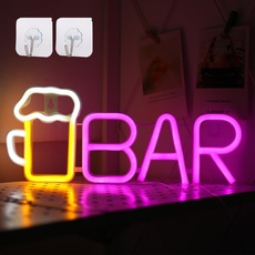 ENUOLI Bar Neonschilder, Bier Neonschilder für Wanddekoration Bier Lichter mit USB/Batterie für Schlafzimmer LED Schild Dekor Ästhetik für Bar Pub Club Wohnzimmer Bistro Party Dekor (Pink)