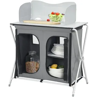 [en.casa] Campingschrank Tullinge , Grau , Textil, Metall , 80x104.5x50.5 cm , Gartenmöbel, Gartentische, Garten-Beistelltische