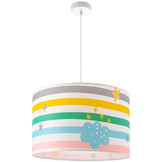 Paco Home Pendelleuchte »Tweet 462« E27 Lampe Kinderzimmer Babyzimmer Deckenlampe Streifen Regenbogen E27, weiß
