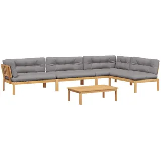 5-tlg. Garten-Sofagarnitur aus Paletten mit Kissen Akazienholz - Braun, Grau
