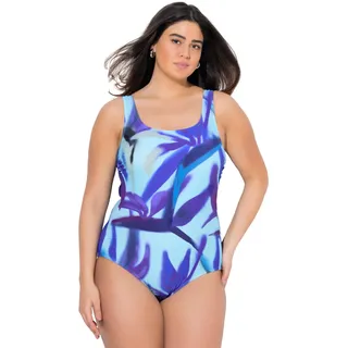 Ulla Popken Damen große Größen Übergrößen Plus Size Badeanzug, ohne Softcups, Rundhalsausschnitt Aqua 50+ 837454711-50+