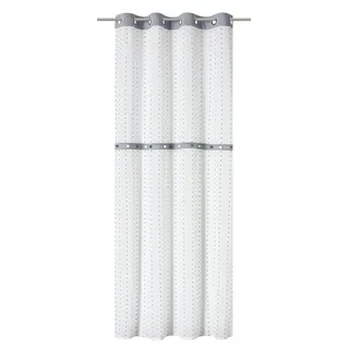 Elbersdrucke Ösenschal Bobbel 07 weiß-grau-anthrazit halbtransparent 255 x 140 cm Vorhang für das Wohnzimmer Schlafzimmer Küche Flur Kinderzimmer