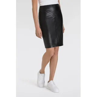 Lederrock MAURITIUS, Damen, Gr. XS, schwarz, Obermaterial: 100% Schafsleder. Futter: 100% Polyester, leicht glänzend, körpernah kniefrei, Röcke Lederrock, in eleganter Form