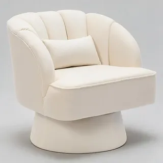 GarveeLife Drehsessel Samt Streifen Relaxsessel 360 Drehbar Loungesessel Beige 70x70cm