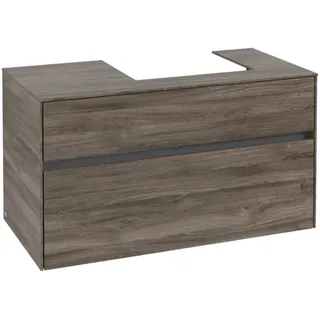 Villeroy & Boch Collaro Waschbeckenunterschrank, Waschbecken rechts, 2 Auszüge, Wandmontage, 1000x548x500mm, C01500RK, Farbe: Front/Korpus: Stone Oak, Griff: Graphite