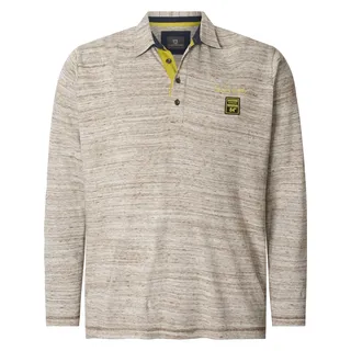 Langarm-Poloshirt JAN VANDERSTORM "Langarm-Poloshirt ENDRE", Herren, Gr. 7XL, weiß (wollweiß melange), Obermaterial: 75% Baumwolle CO. 25% Polyester COOLMAX PES(Coolmax)., Shirts Langarm-Poloshirt