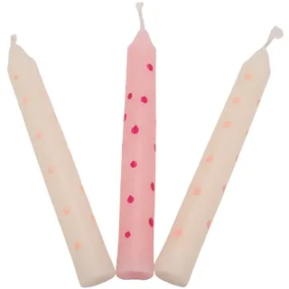 goki 60697 - Geburtstagskerzen 10 Stück rosa und weiß gepunktet, Wachskerzen, 10 cm