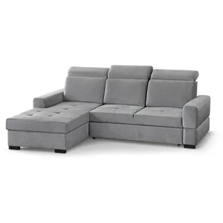 Beautysofa Eckschlafsofa Alex Mini hellgrau links , Hellgrau , Textil , L-Form,L-Form , 245x185 cm , Wohnzimmer, Sofas & Couches, Wohnlandschaften, Ecksofas