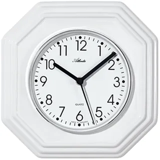 Atlanta - 6010 - Küchen-Wanduhr - Quarz - weiß - achteckig - Weiß