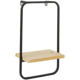 Ambia Home Wandregal , Schwarz , Holz, Metall , Tanne , massiv , 1 Fächer , 15x40x24 cm , hängend, in verschiedenen Größen erhältlich , Wohnzimmer, Regale, Wandregale