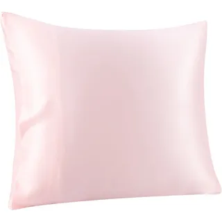 PiccoCasa Seidenkissenbezug 19 Momme Seide Kissenbezug aus 100% Reiner Maulbeerseide Kissenhülle mit Hotelverschluss Haar- und Hautpflege Seidenbezug, 1 Stück Rosa 40×40cm